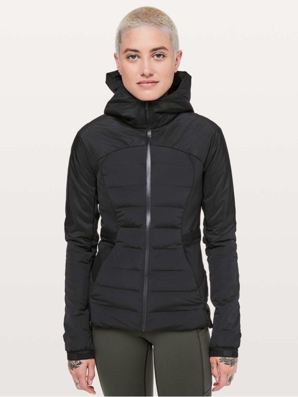 lululemon athletica Black Hooded Quilted Puffer Jacket